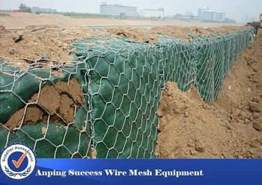 PVC Dilapisi Hot Dipped Wire Mesh Gabion Untuk Flood Bank Customized Length